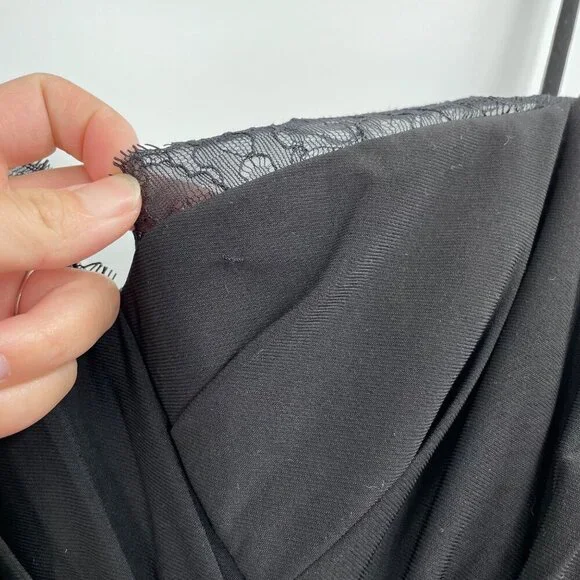 NWT Vera Wang Black Lace Trim Draped Whimsigoth Maxi Dress Womens Size 8 Classic - Picture 10 of 10